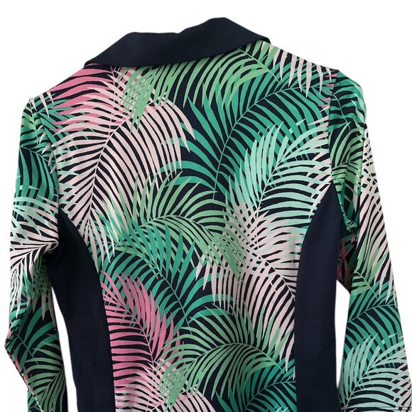 Sold - BAHAMA Golf Tropical Print Athletic Shirt-1/4 Zip Neck-3/4 Sleeve Small - Picture 2 of 5